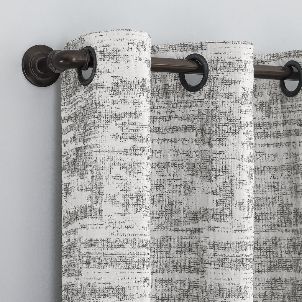 Sun Zero Parrish Distressed Grid Thermal Extreme Total Blackout Grommet Curtain Panel, 40'' X 84'', Grey