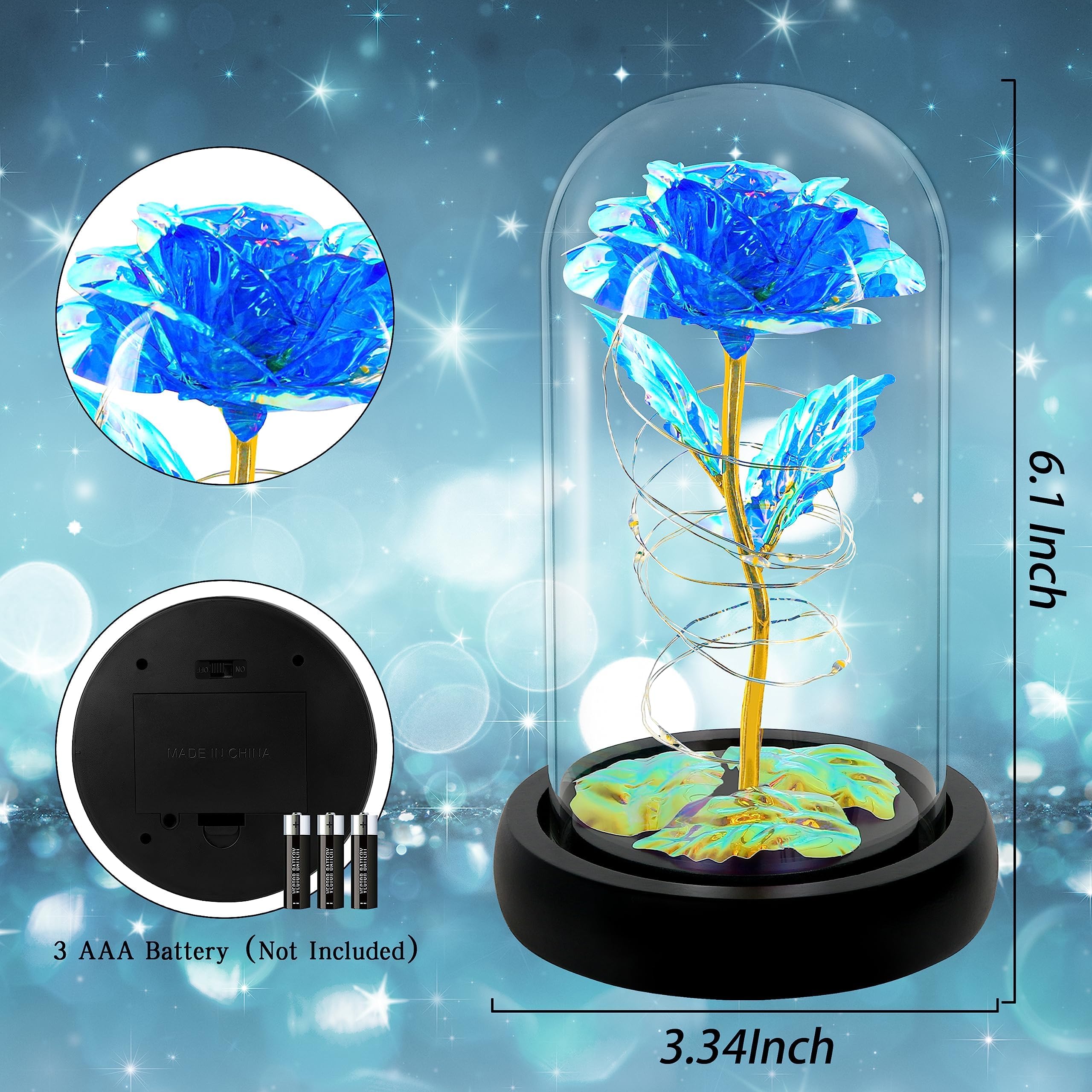 Childom Birthday Gifts For Women,Christmas Rose Gifts For Women,Womens Glass Rose Gifts,Light Up Rose Flowers In Glass Dome,Colo
