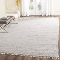 SAFAVIEH Rag Rug Collection Area Rug - 8 Square, Ivory & Multi, Handmade Boho Stripe Cotton, Ideal for High Traffic Areas in Li