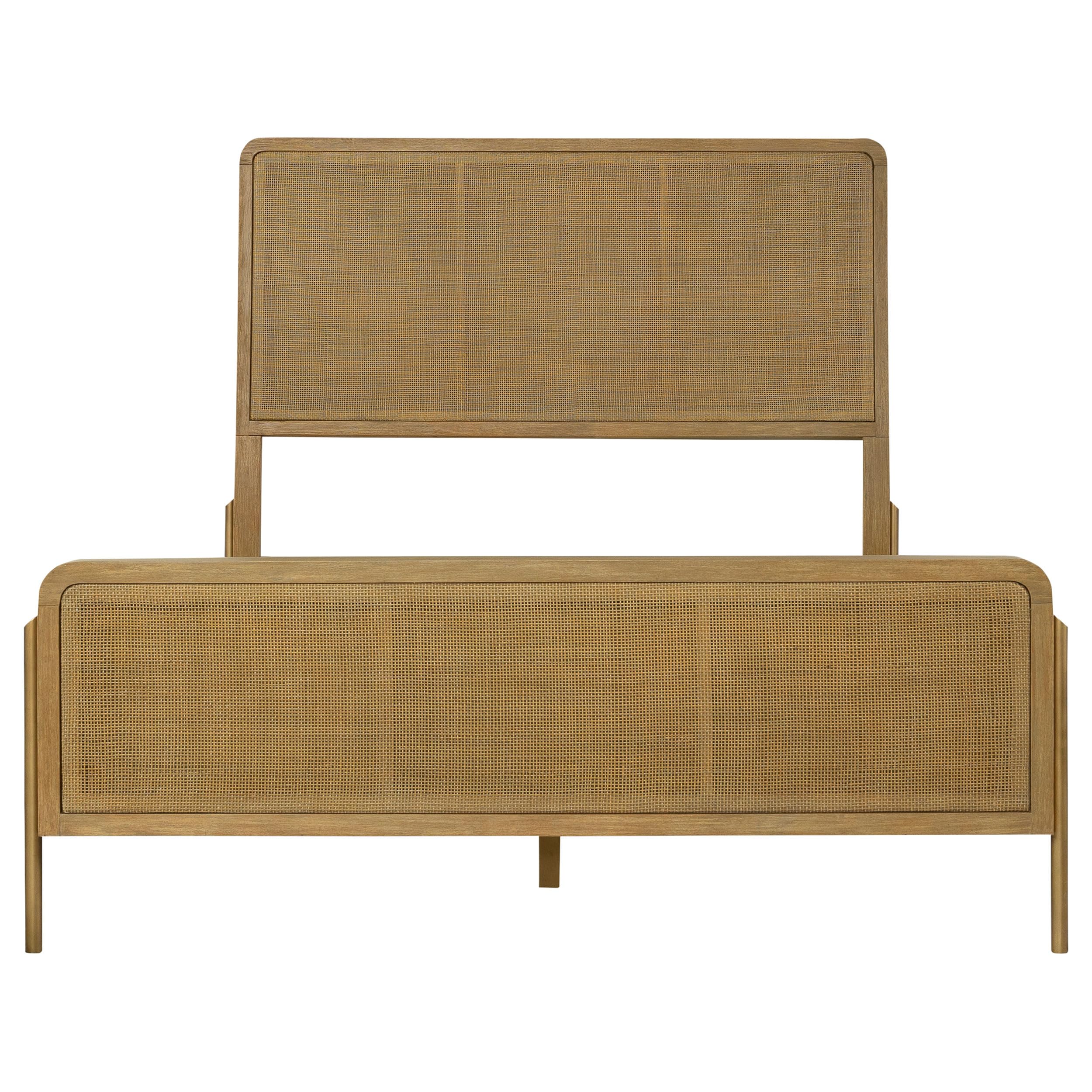 Coaster Home Furnishings Arini Coastal Wood Eastern King Size Panel Bed Frame 56-inch Headboard Sand Wash and Natural Cane 224300KE