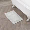 Laura Ashley Ruffle Cotton 17 x 24 Bath Rug, Light Gray