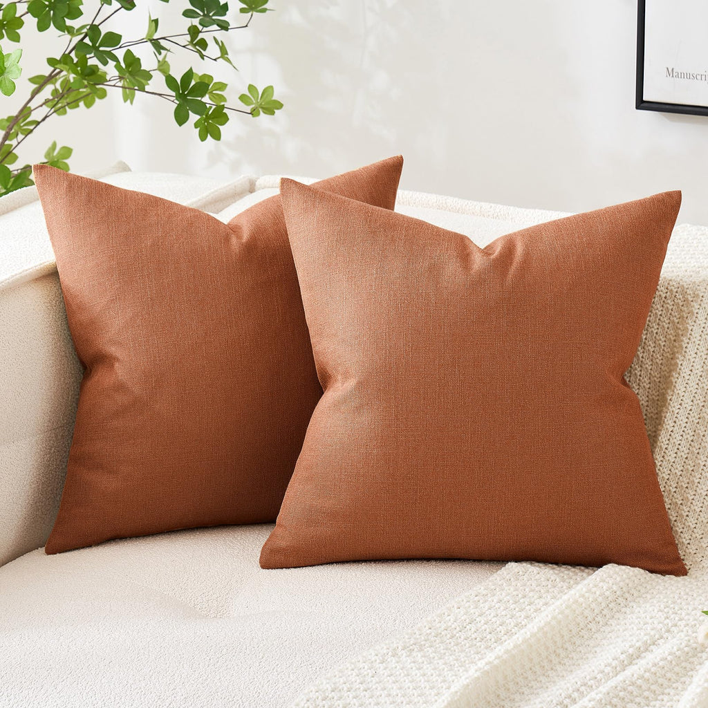 MIULEE Pack of 2 Fall Decorative Throw Pillow Covers Halloween Linen Burlap Square Solid Farmhouse Modern Concise Throw Cushion 