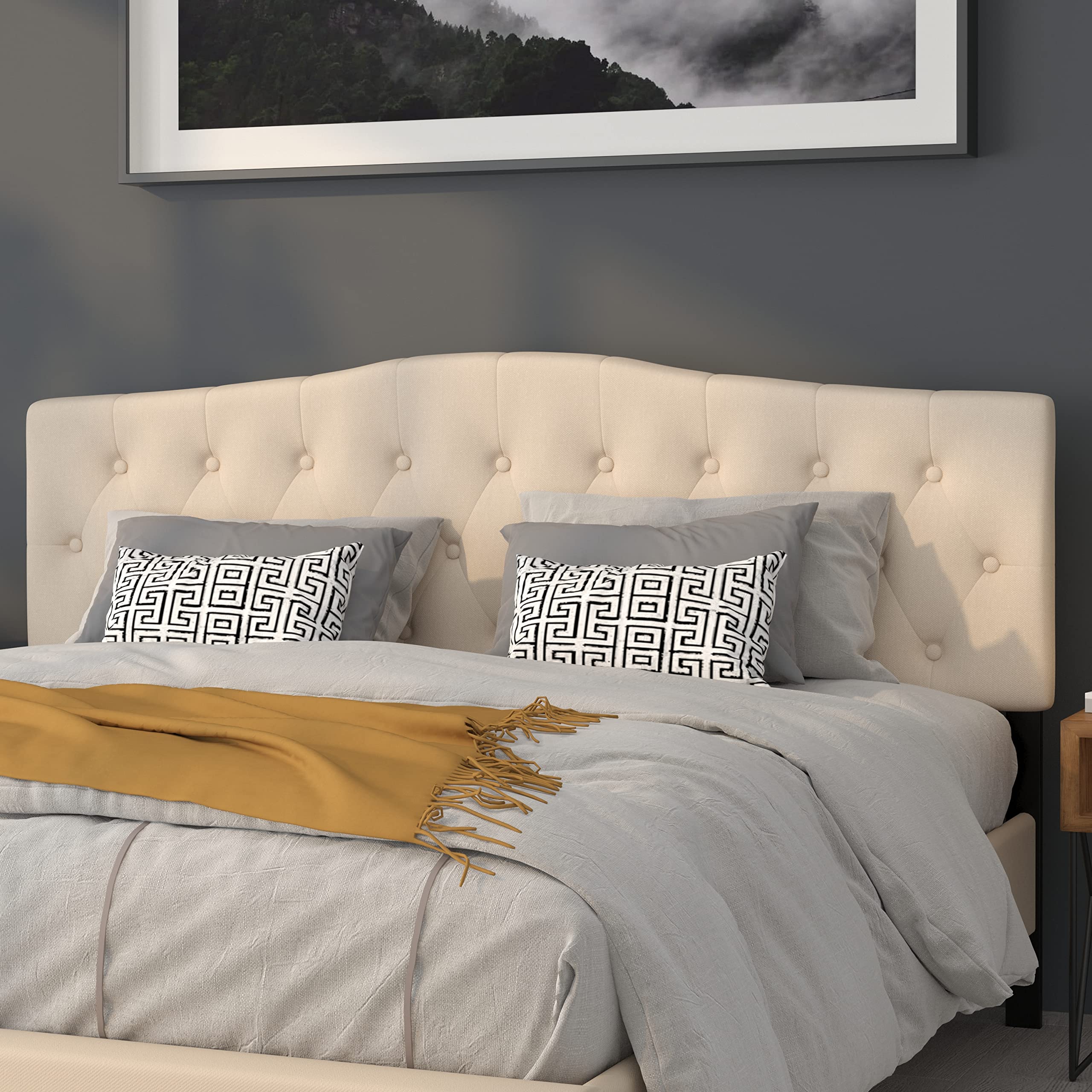 Flash Furniture Cambridge Tufted Upholstered King Size Headboard In Beige Fabric