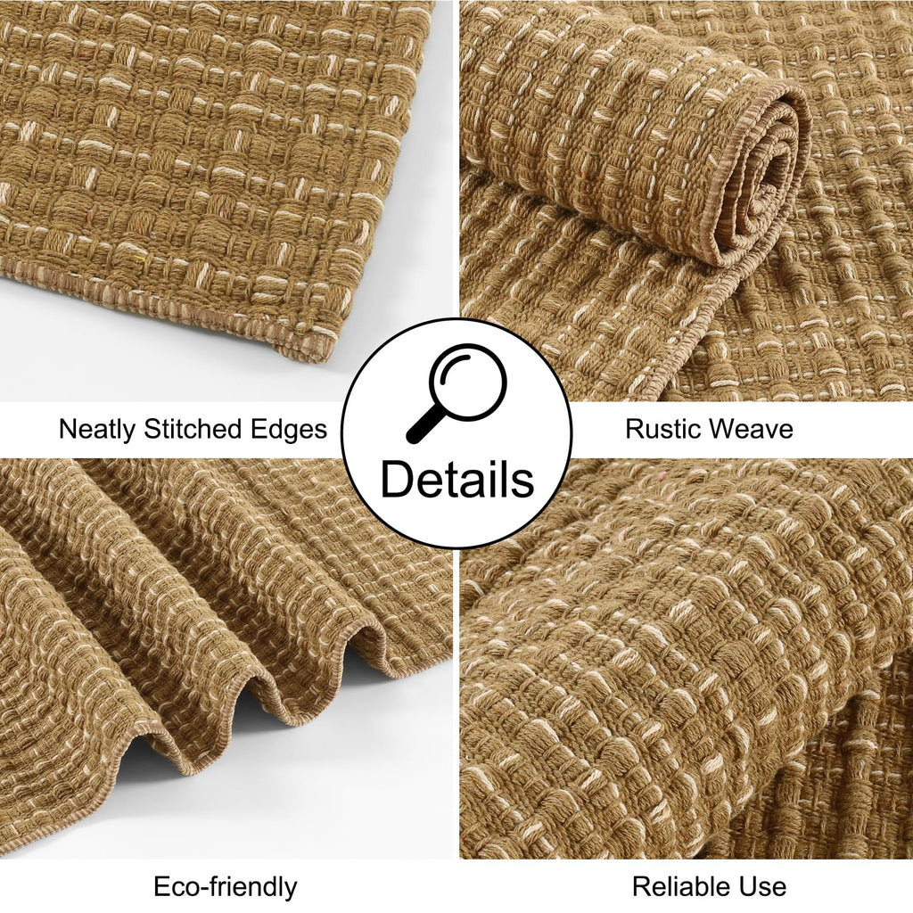 Seavish Washable Entryway Rug, 2X3 Brown Rug Boho Farmhouse Bathroom Rugs Layered Front Door Mat Indoor Entrance Cotton Woven Mo