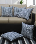 Airwill Cotton Grey Damask Themed Cushion Covers For Cushions & Pillows (Grey & White, Pack Of 5)
