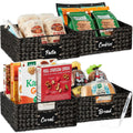 Best Choice Products Set of 4 13x12in Water Hyacinth Pantry Baskets, Woven Organizers w/Chalkboard Label, Chalk Marker - Black