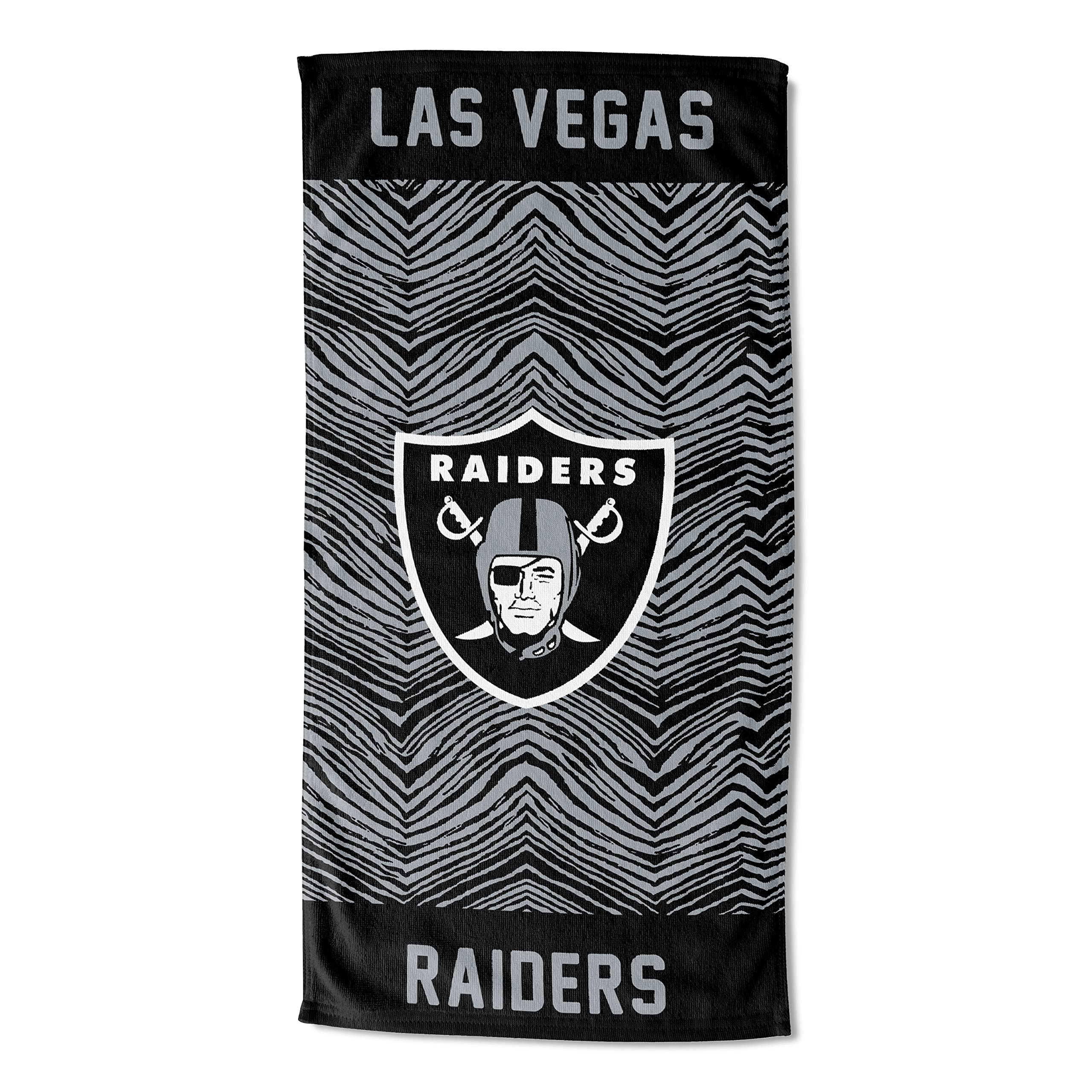 NORTHWEST Zubaz NFL Classic Zebra Print Beach Towel, 30x60, Las Vegas Raiders