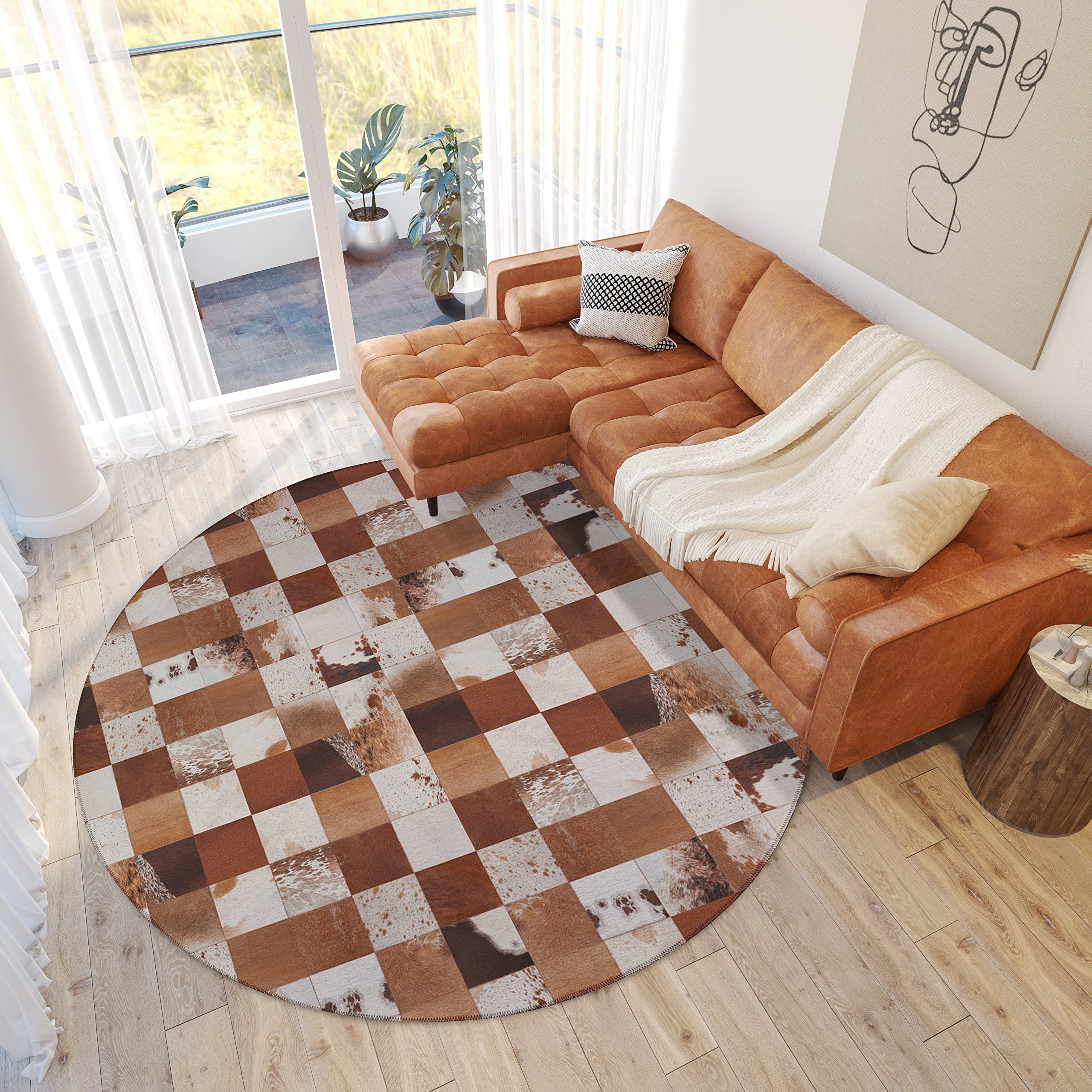 Dalyn Rugs Durango Patchwork Faux Cowhide Ss10 Driftwood 4' X 4' Rug