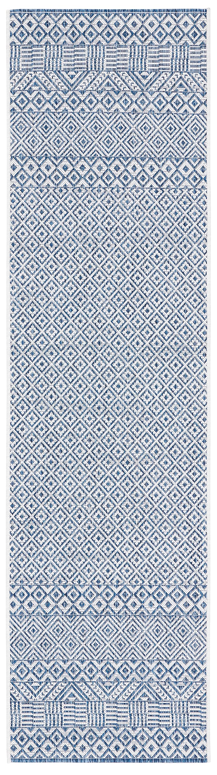 Safavieh Courtyard Collection 2' 3' X 16' Blue / Navy Cy8235 Indoor/ Outdoor Easy-Cleaning Patio Backyard Mudroom Runner-Rug