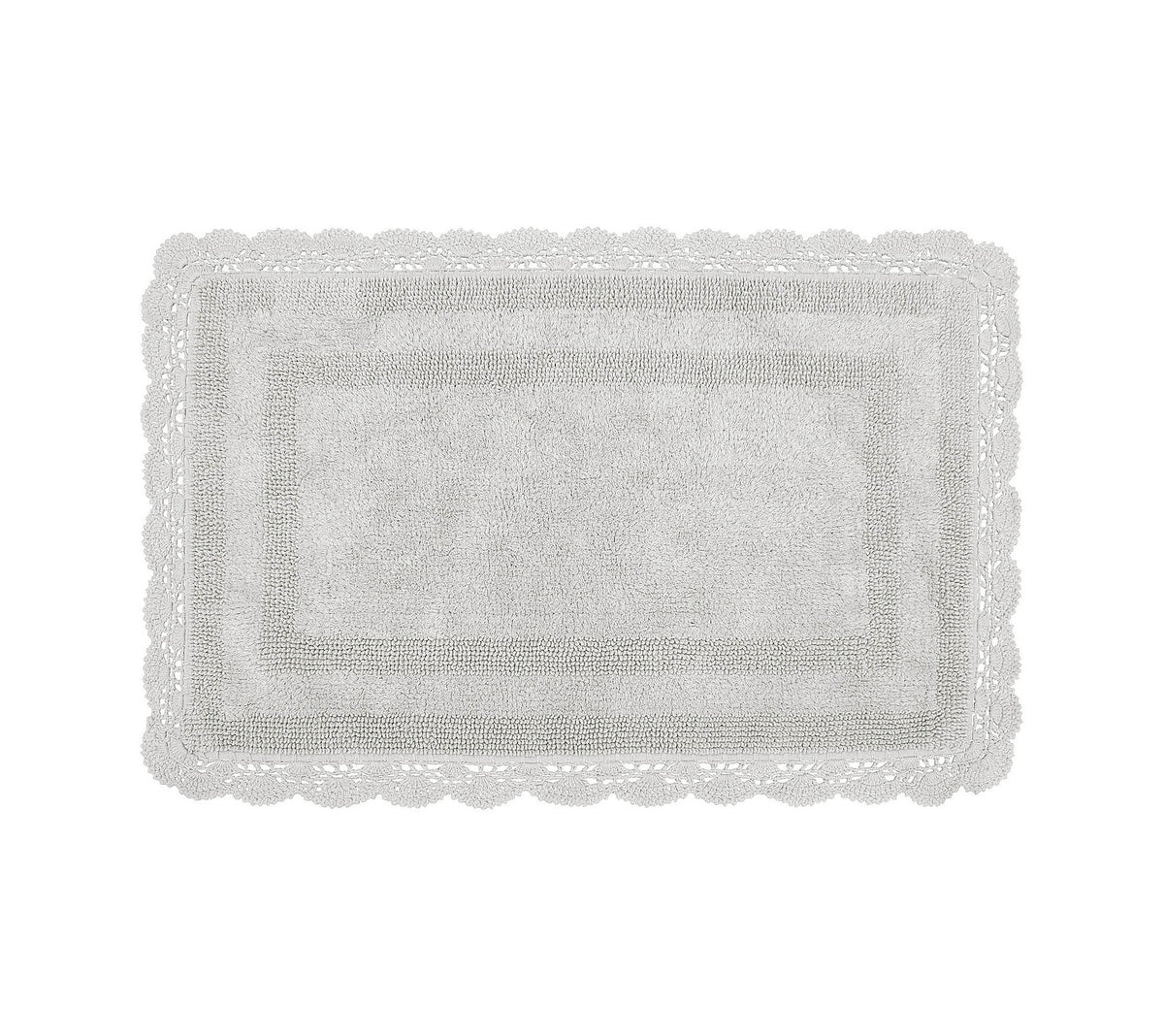 Laura Ashley Crochet Cotton 21X34 Bath Rug, Light Grey