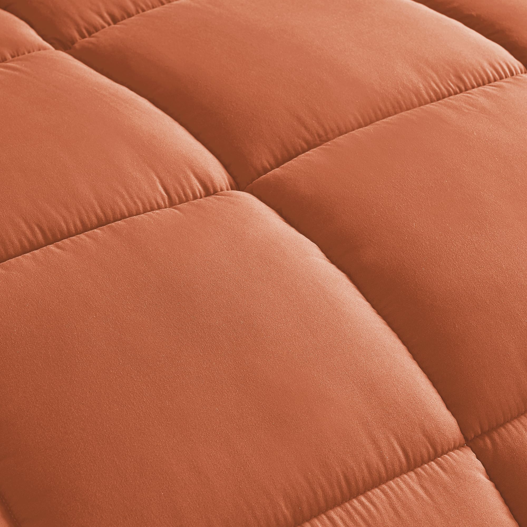 Chezmoi Collection Rust Orange Down Alternative Comforter Queen - 3-Piece Lightweight Comforter Set - All Seasons Microfiber Com