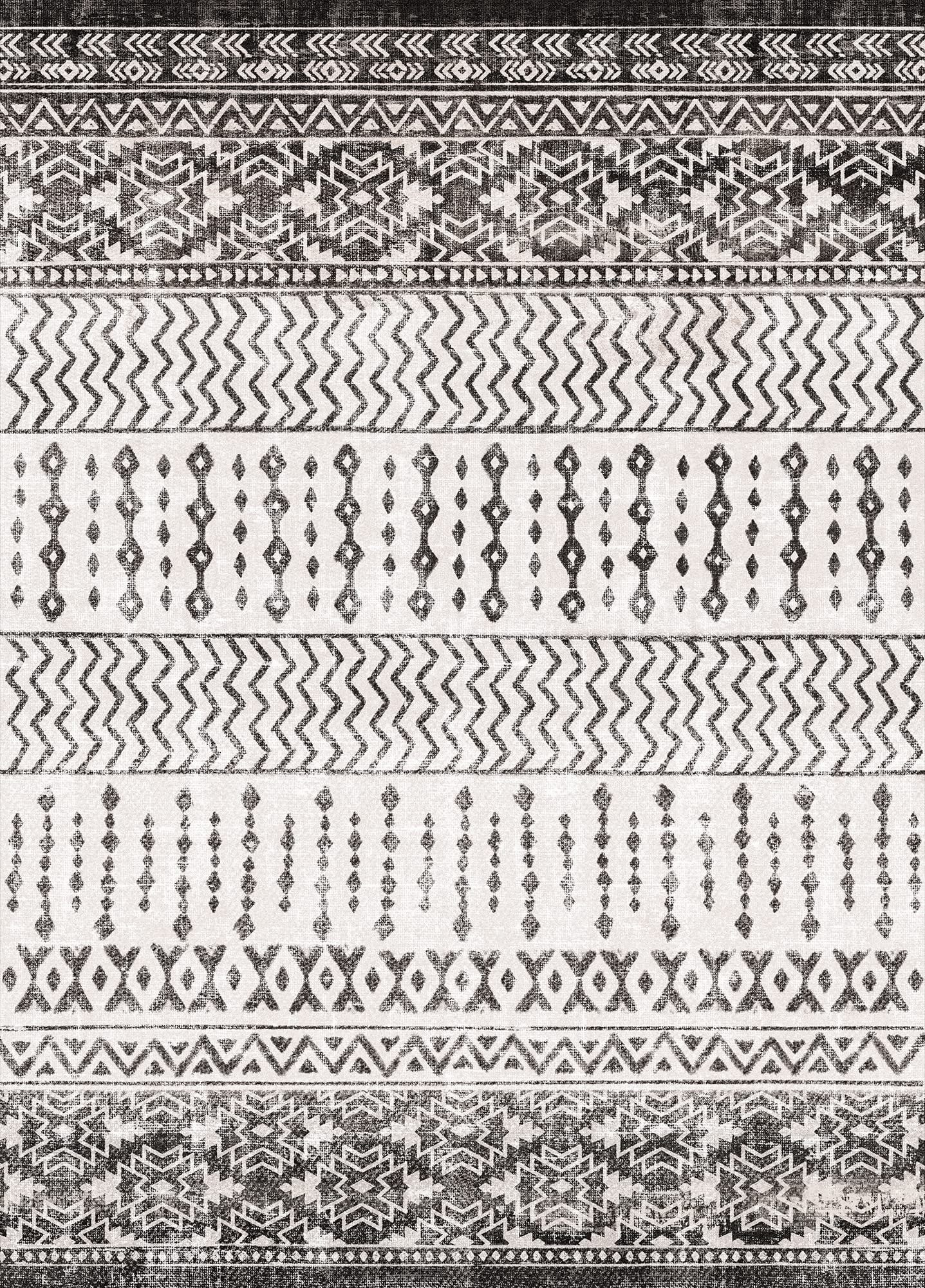 Art&Tuft 8X10 Area Rug, Super Soft Ultra-Thin Moroccan Washable Rug, Anti-Slip Backing Rugs For Living Room, Foldable Geometric