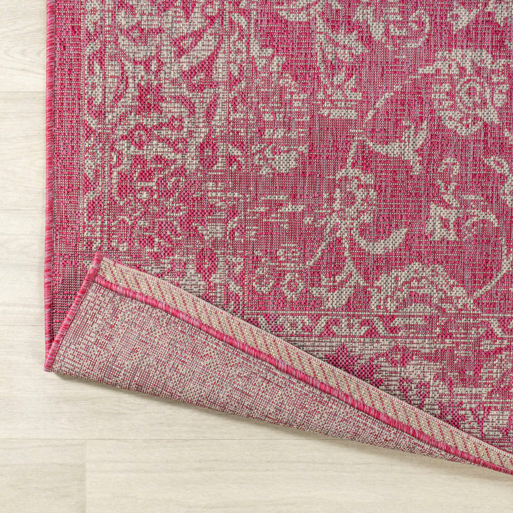 Jonathan Y Smb100A-28 Tela Bohemian Textured Weave Floral Indoor/Outdoor Red/Taupe 2 Ft. X 8 Ft. Runner Rug, Coastal,Easycleaning,Hightraffic,Livingroom,Backyard, Non Shedding
