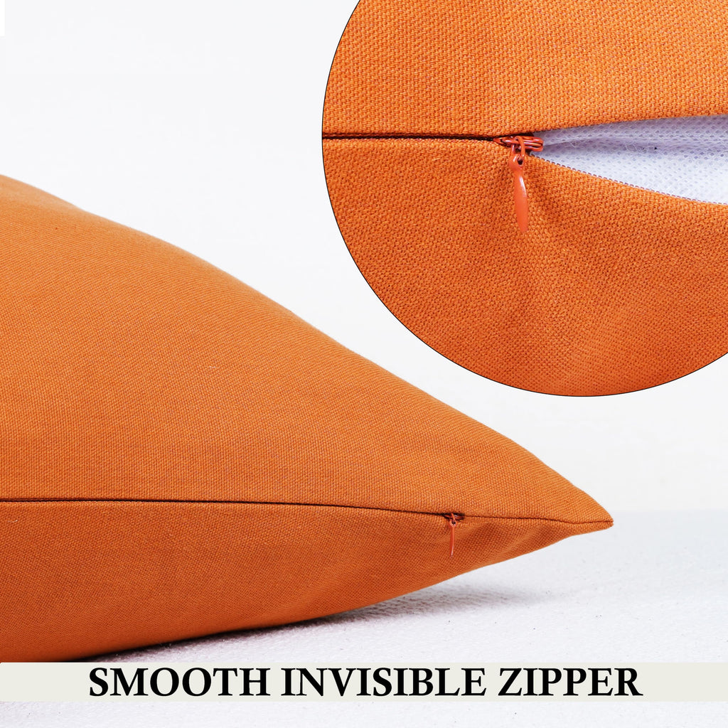 Rely+ Cotton Throw Pillow Covers 20X20 Inchs Set Of 2 Rust Decorative Zippered Cases For Couch Bedroom Sofa Farmhouse Living Roo