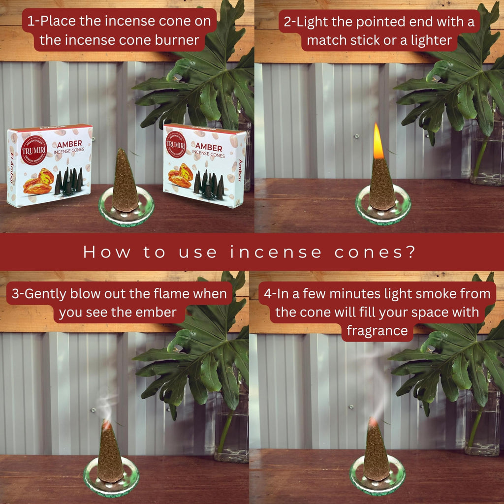 Amber Incense Cones - Total 20 Cone Incense - Dual Pack Of 10 Insence Cones - Incense Cones Scented - Cone Incense Scents - Inse