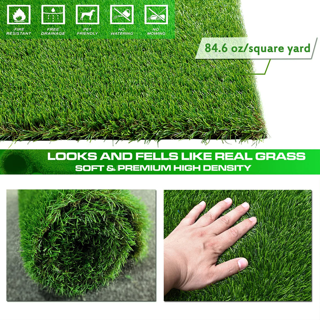 Xlx Turf Outdoor Realistic Artificial Grass Rug 4 Ft X 6 Ft, Thick Dogs Fake Grass Carpet For Patio Balcony Garden Lawn Landscap