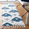 SAFAVIEH Moroccan Tassel Shag Collection Runner Rug - 23 x 8, Ivory, Plush 2-inch Thick, Ideal for High Traffic Areas in Livin