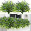Sggvecsy 24 Bundles Artificial Plants Outdoor Faux Lavender Flowers Fake Monkey Grass UV Resistant Plastic Greenery Plants for G