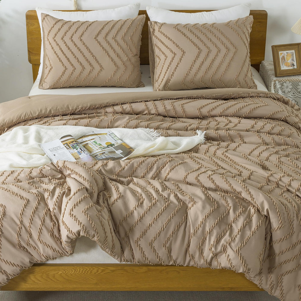 Litanika Taupe King Comforter Set, 3 Pieces Lightweight Tufted Bedding Sets, Down Alternative Comforter Fluffy Bed Set Gift Choi