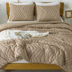 Litanika Taupe King Comforter Set, 3 Pieces Lightweight Tufted Bedding Sets, Down Alternative Comforter Fluffy Bed Set Gift Choi