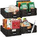 Best Choice Products Set of 4 16x12in Large Water Hyacinth Pantry Baskets, Woven Organizers w/Chalkboard Label, Chalk Marker - B