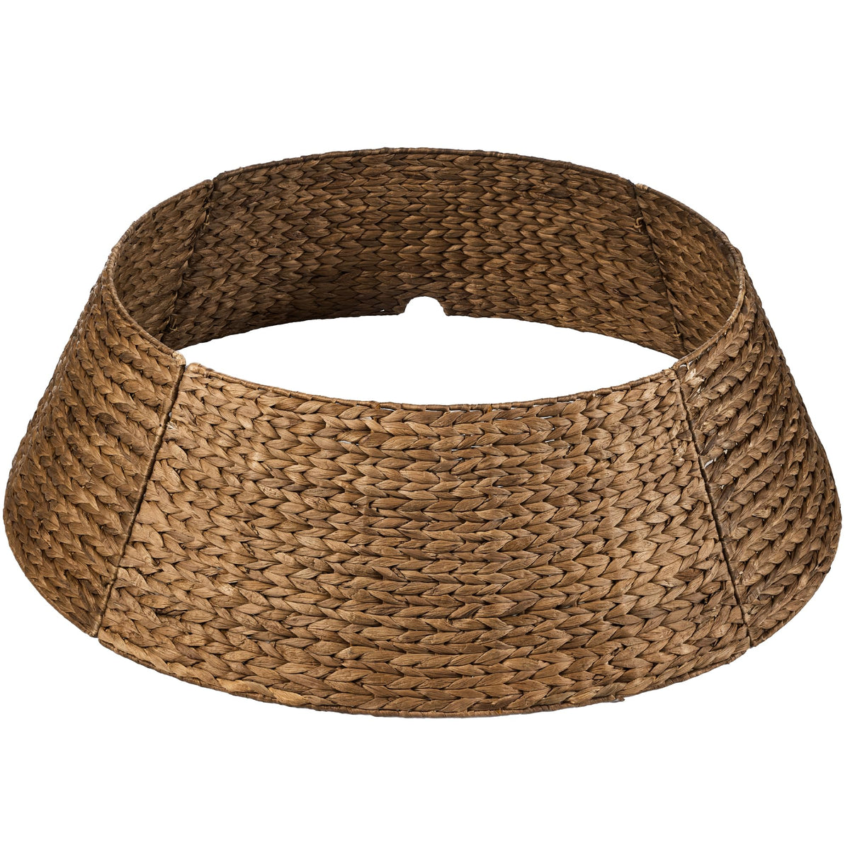 Best Choice Products 24in Christmas Tree Collar, Woven Hyacinth 3-Piece Holiday Rattan Tree Skirt Accessory for Home w/Cord Cut-
