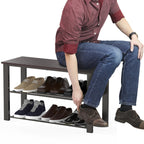Simple Houseware Wood Top Shoe Storage Bench For Entryway, Dark Brown