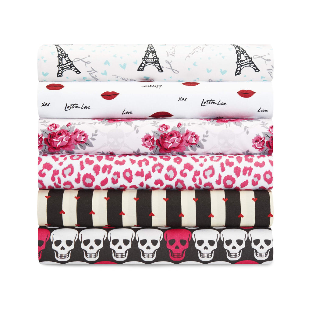 Betsey Johnson - Full Sheets, Silky & Lightweight Bedding, Fade & Wrinkle Resistant (Love Lips, Full)