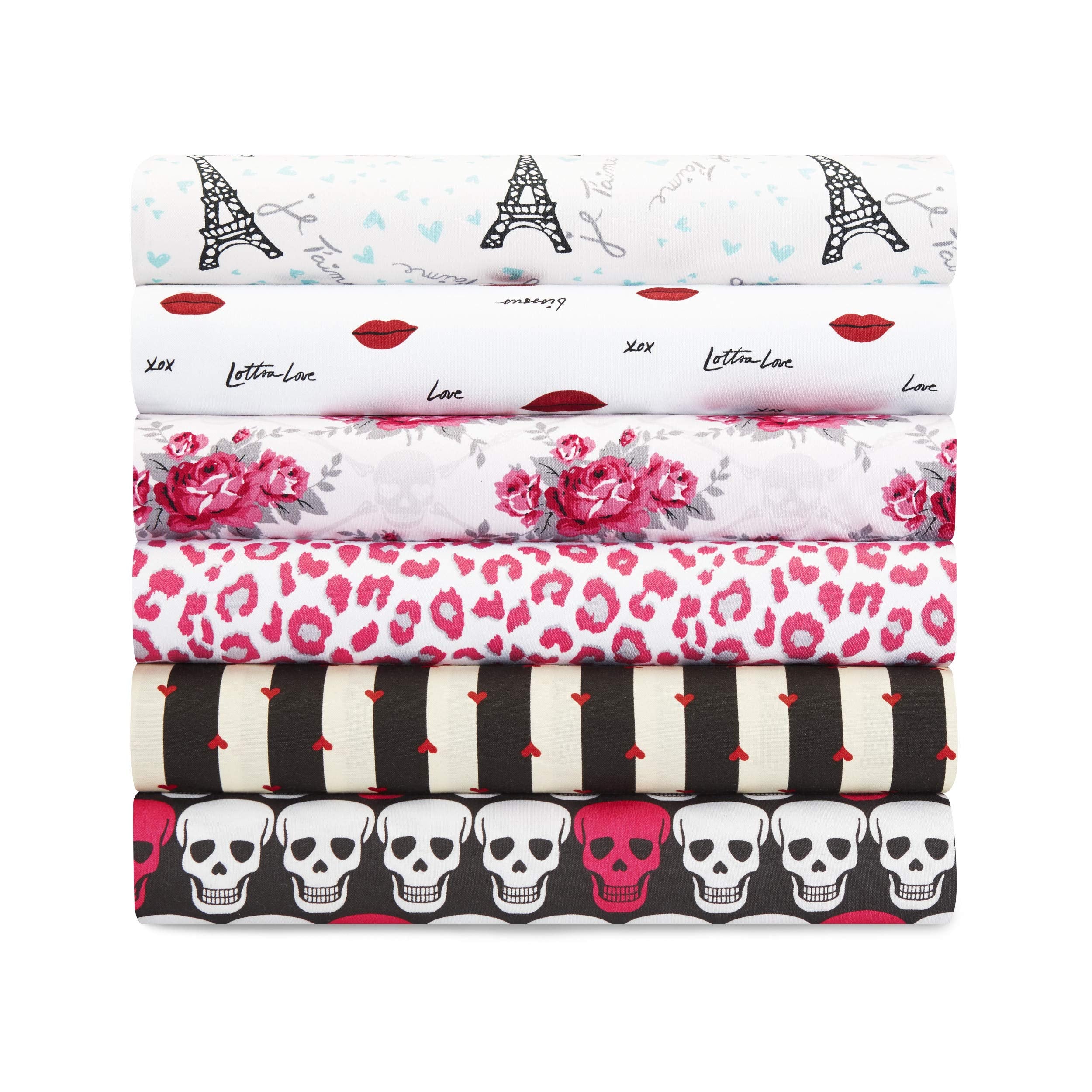 Betsey Johnson - Full Sheets, Silky & Lightweight Bedding, Fade & Wrinkle Resistant (Love Lips, Full)