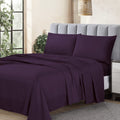 Cathay Home Essentials Ultra Soft Hypoallergenic Wrinkle Resistant Double Brushed Microfiber Bedding Sheet Set, Eggplant, Twin