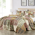 Chezmoi Collection Delaney 3-Piece Floral Patchwork Pre-Washed 100% Cotton Quilt Set, King