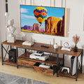 Gyiiyuo Tv Stand With Fabric Drawer For 55 60 65 Inches Tv - Entertainment Center And Industrial Tv Console Table With Open Stor