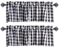 Aiking Home Collection Window Valances - 2-Panels Picnic Checkered Pattern Kitchen Valances With 2.5-Inch Rod Pocket For Small W