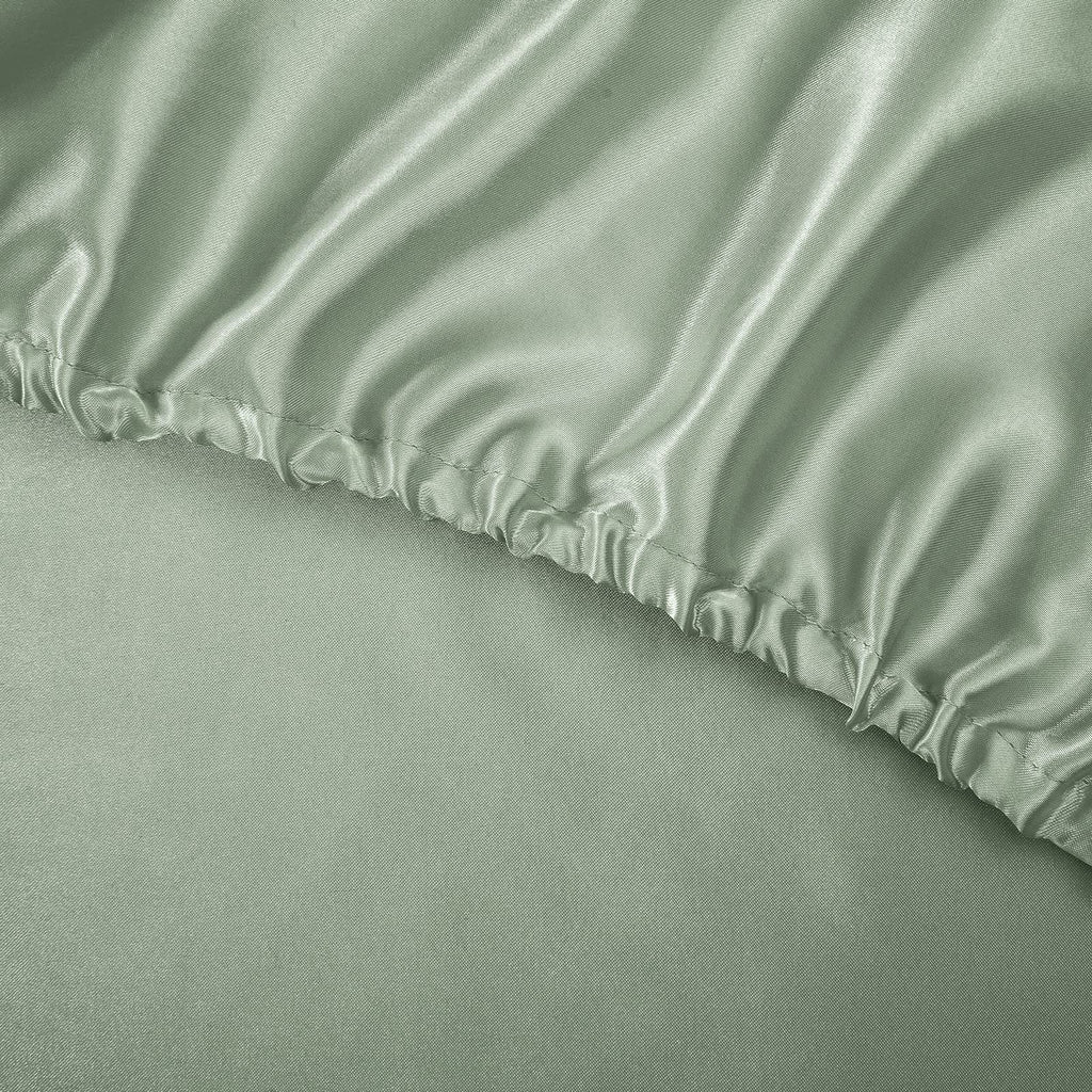 Treely 6 Piece Satin Sheets Queen Size Silky Smooth Sage Green Satin Sheet Set With Deep Pocket, Satin Fitted Sheet, Flat Sheet,