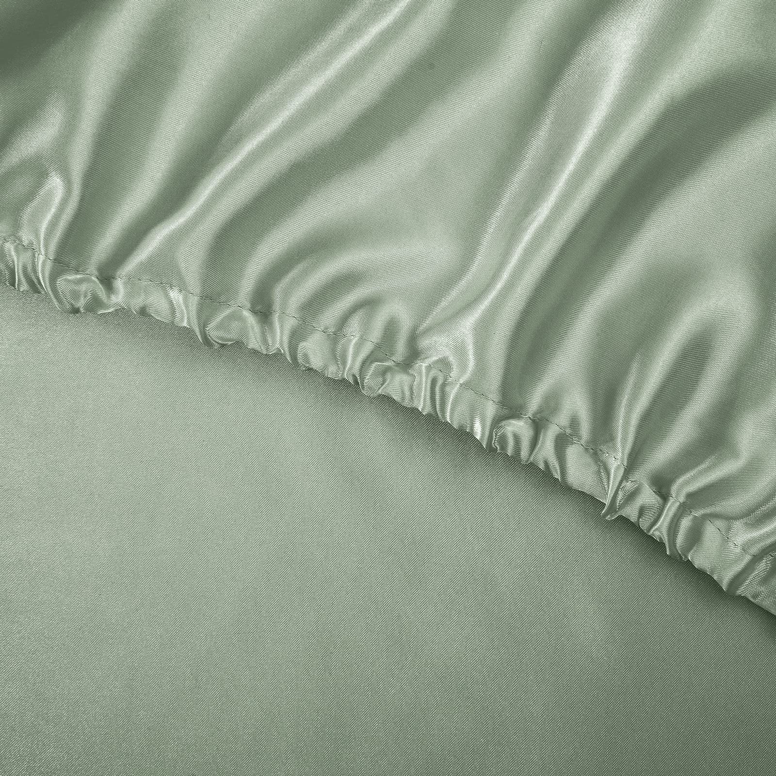 Treely 6 Piece Satin Sheets Queen Size Silky Smooth Sage Green Satin Sheet Set With Deep Pocket, Satin Fitted Sheet, Flat Sheet,