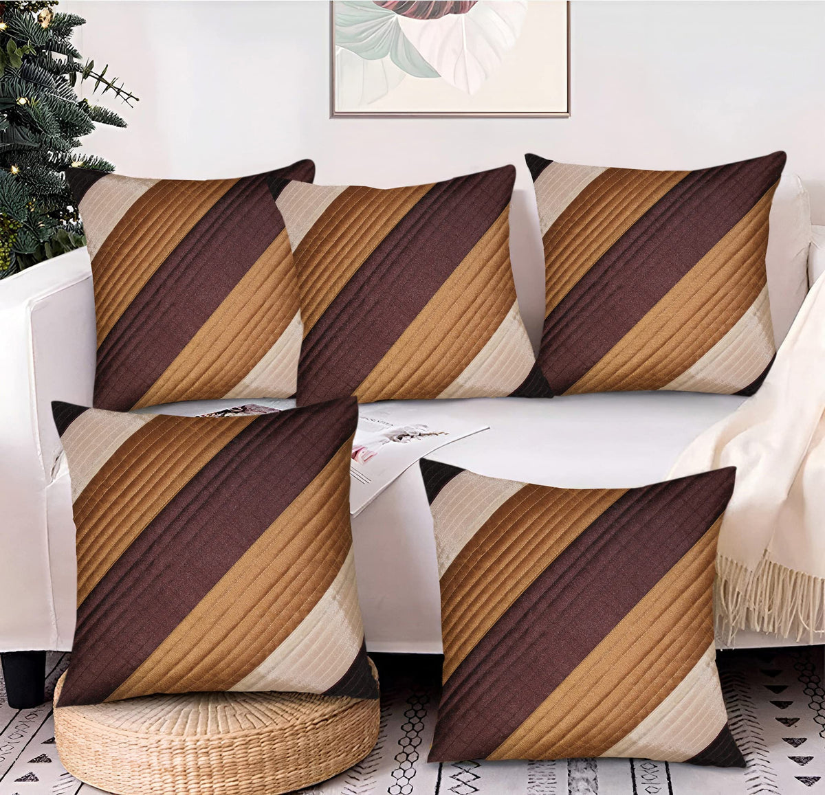 K.S.Craft Set Of 5 Poly Cotton Cushion Covers 40X40 Cm (16X16)