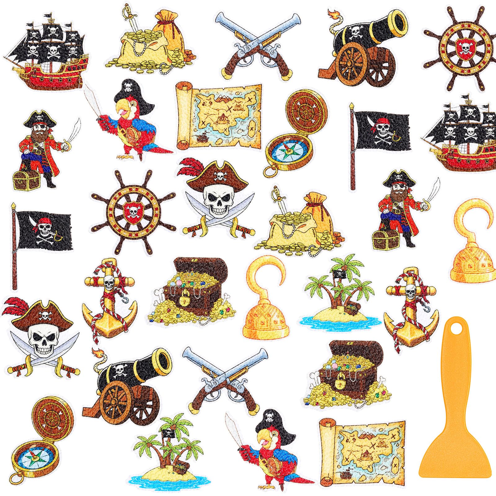 Fullhawl 30 Pcs Pirate Non Slip Bathtub Stickers Colorful Pirate Anti Slip Shower Stickers Shower Floor Nonslip Sticker Applique