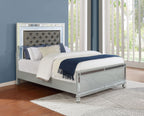 Coaster Home Furnishings Gunnison Modern Classic Leatherette Upholstered California King Size LED Panel Bed Frame 63-inch Headboard Silver Metallic 223211KW