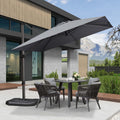 Purple Leaf 9 Feet Patio Umbrella Outdoor Cantilever Square Umbrella Aluminum Offset Umbrella With 360-Degree Rotation For Garden Deck Pool Patio, Light Grey