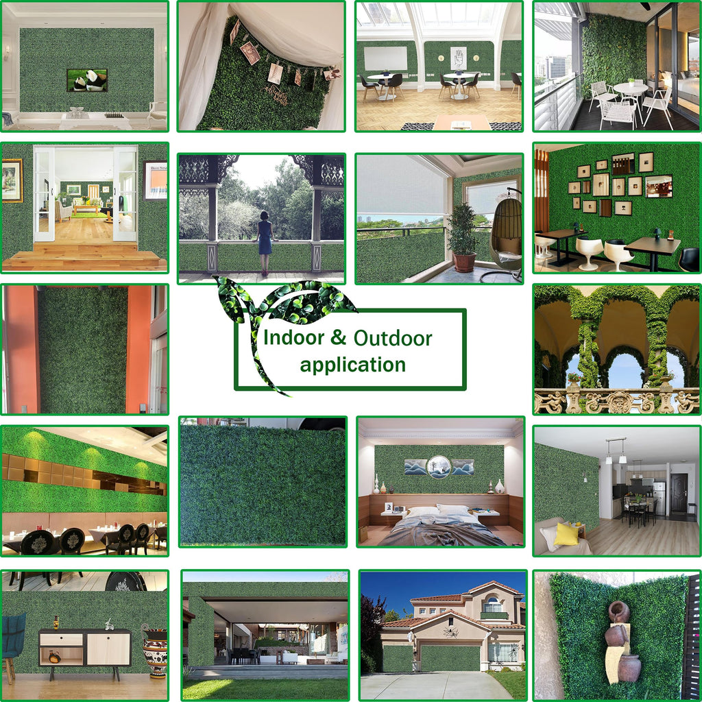 Odtory Artificial Grass Wall Backdrop Panels,10 X 10 In 12P(8.4 Sqft) Uv-Anti Greenery Boxwood Panels For Indoor Outdoor Green W
