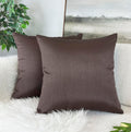 Aiking Home 24X24 Inches Faux Silk Square European Shams, Zipper Closure, Brown (Set Of 2)