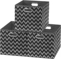 Simple Houseware 3 Pack 13 Printing Fabric Cubic Storage Bin with Handles, Black