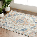 jinchan Area Rug 2x3 Washable Rug Indoor Entryway Vintage Rug Orange Print Rug Retro Distressed Carpet Rug Chenille Mat Foldable