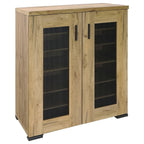 Coaster Furniture Metal Mesh Door Accent Cabinet Golden Oak and Gunmetal 951107