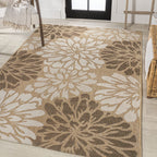 Jonathan Y Smb110I-4 Zinnia Modern Floral Textured Weave Indoor Outdoor Area-Rug, Bohemian Coastal Mediterranean Easy-Cleaning,B