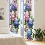 Ambesonne Floral Curtains, Leafy Huddle Of Modern Illustrated Hydrangea On Pastel Striped Back, Window Treatments 2 Panel Set Fo