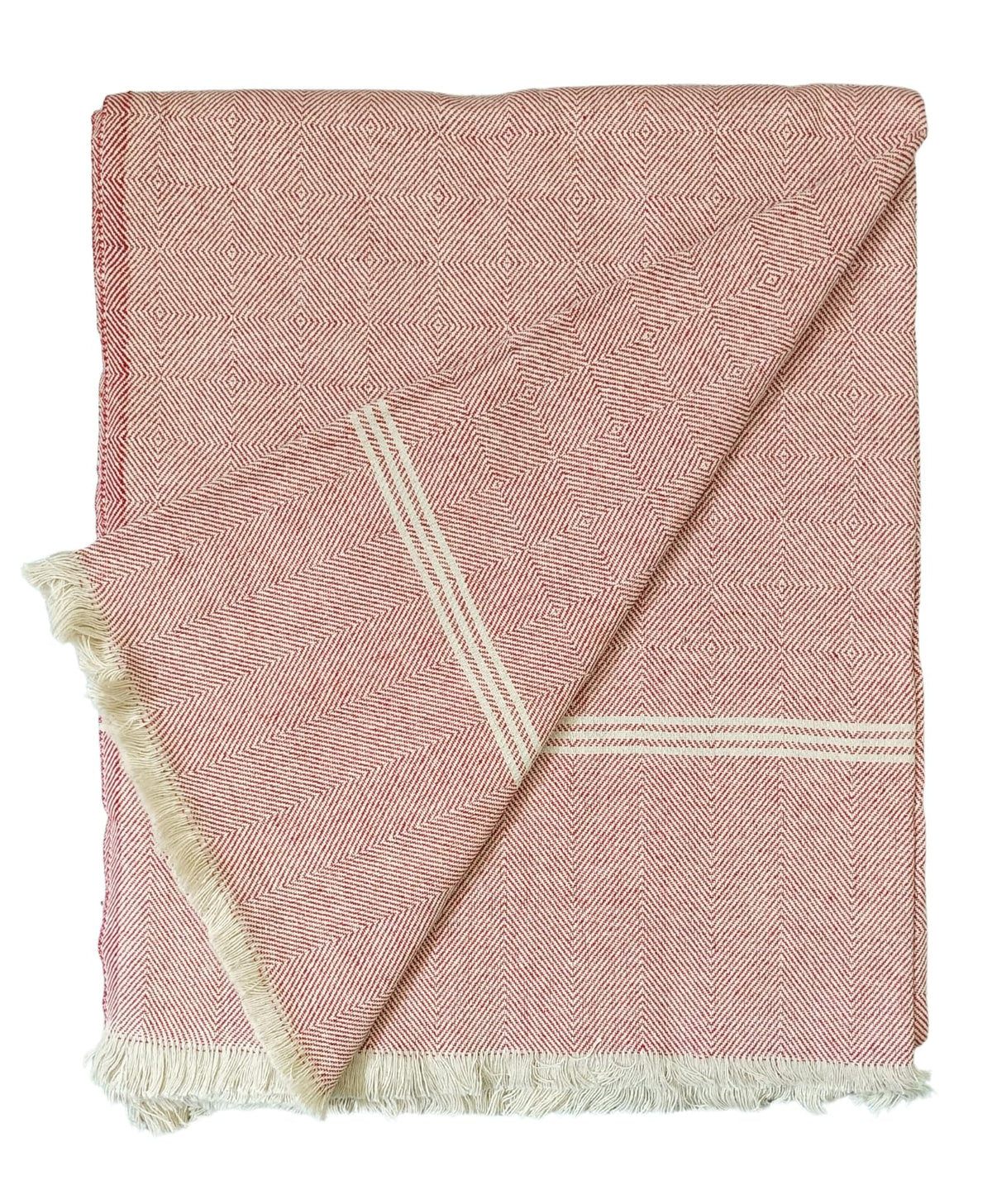 Arvore Bunkaar Plain Pure Handloom Khes  100% Desi Thick and Heavy Cotton Khes/Summer Blanket/Chadar/Yoga Blanket (Wavy Red)