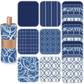 Noveread 36 Pack Geometric Vintage Reusable Cleaning Cloths Washable Cotton Kitchen Towels for Home (Blue)
