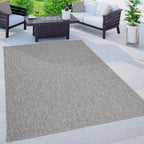 Solid Outdoor Rug For Patio Or Balcony Weatherproof In Mottled Grey, Size: 3'11' X 5'3'