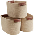Organizix 3 Pack Woven Cotton Rope Storage Basket, 15x10x9, MultiBrown